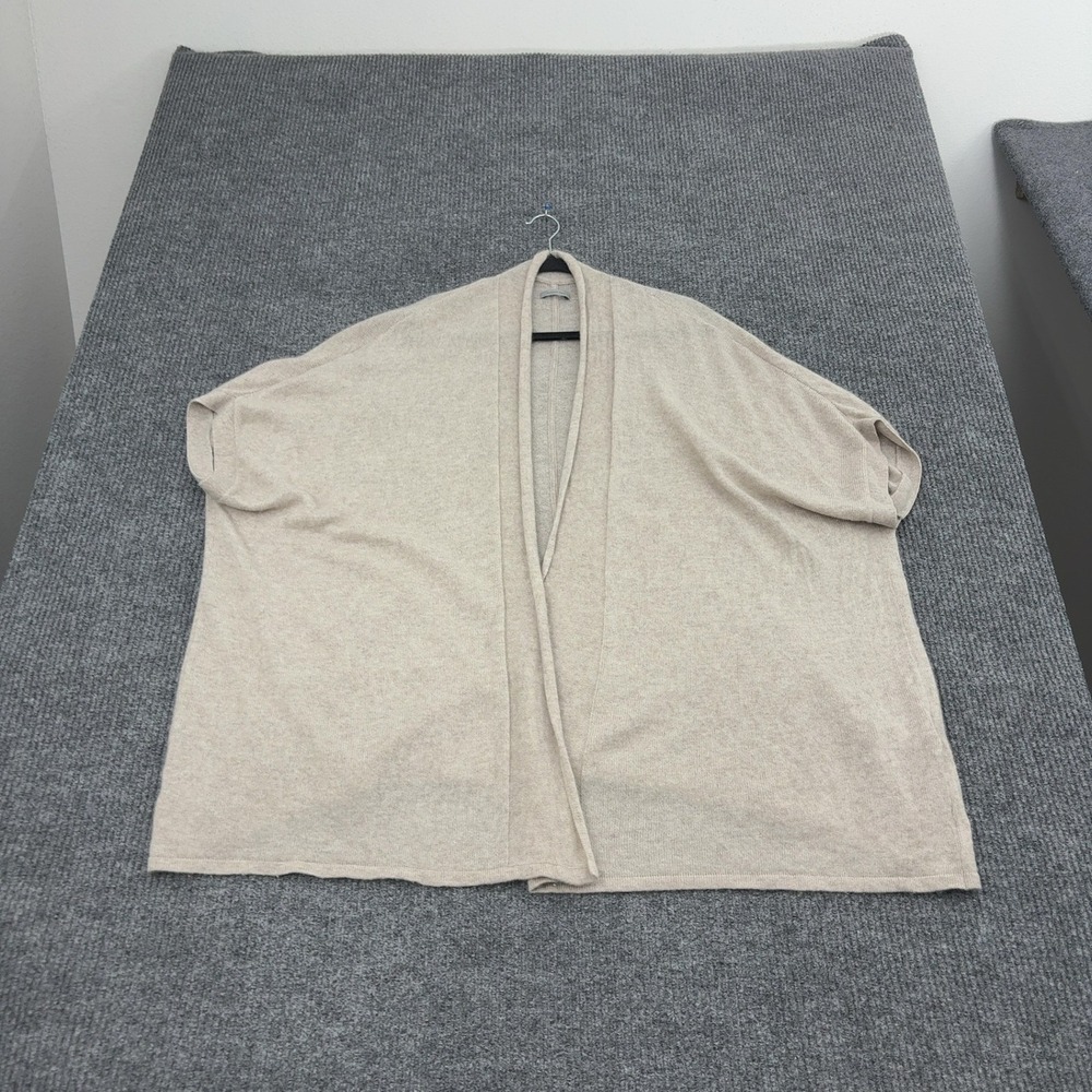 Cardigan Womens S/M Taupe Merino Wool Cashmere Blend Open Front Wrap Minimalist
